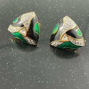 Elegant Green and Black Earrings